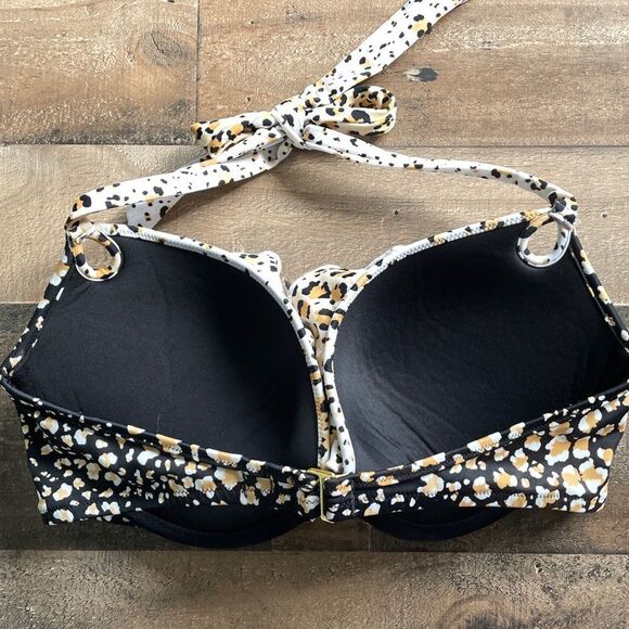 Victoria's Secret Bombshell Cheetah Halter Ruffle Bikini Top 36D Adds 2 Sizes - Picture 4 of 4